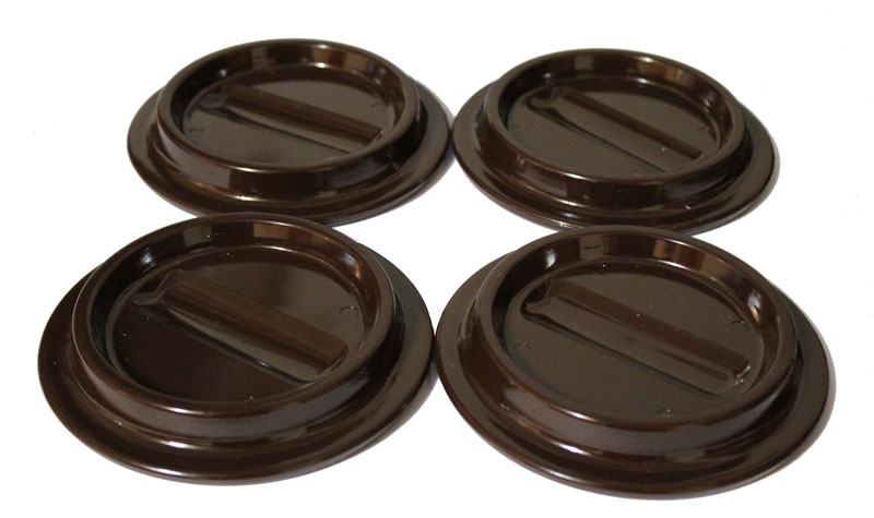 brown piano caster cups made of lucite